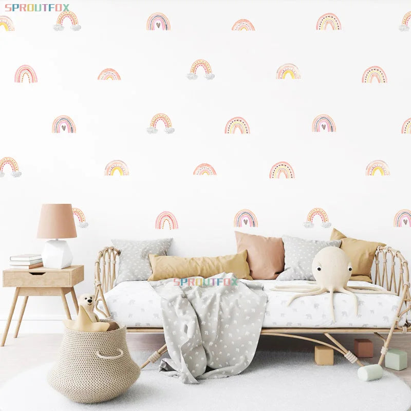 Bohemian Pink Rainbow 10 pcs Wall Stickers