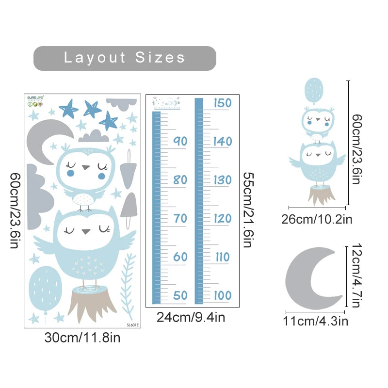 Cartoon Height Chart Wall Sticker for Nursery & Kids Room