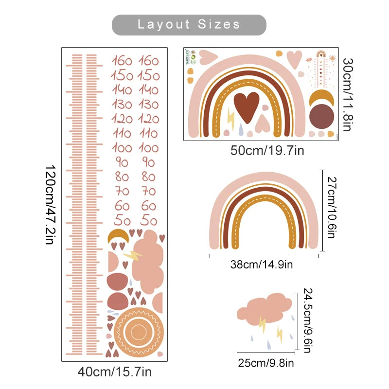 Cartoon Height Chart Wall Sticker for Nursery & Kids Room