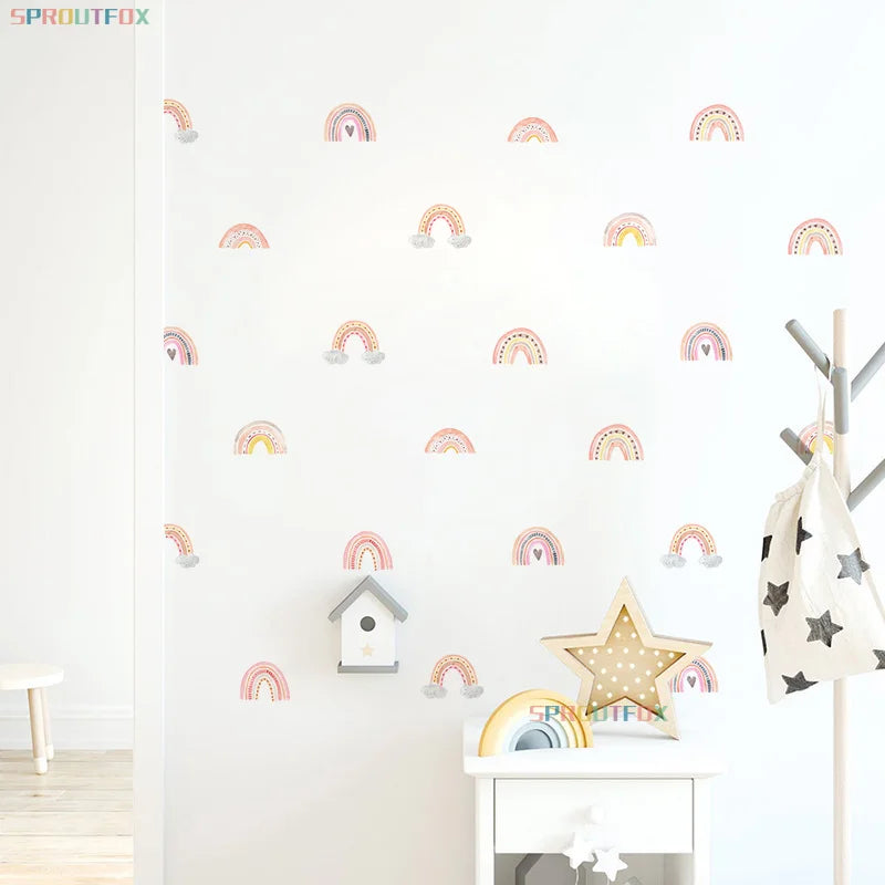 Bohemian Pink Rainbow 10 pcs Wall Stickers