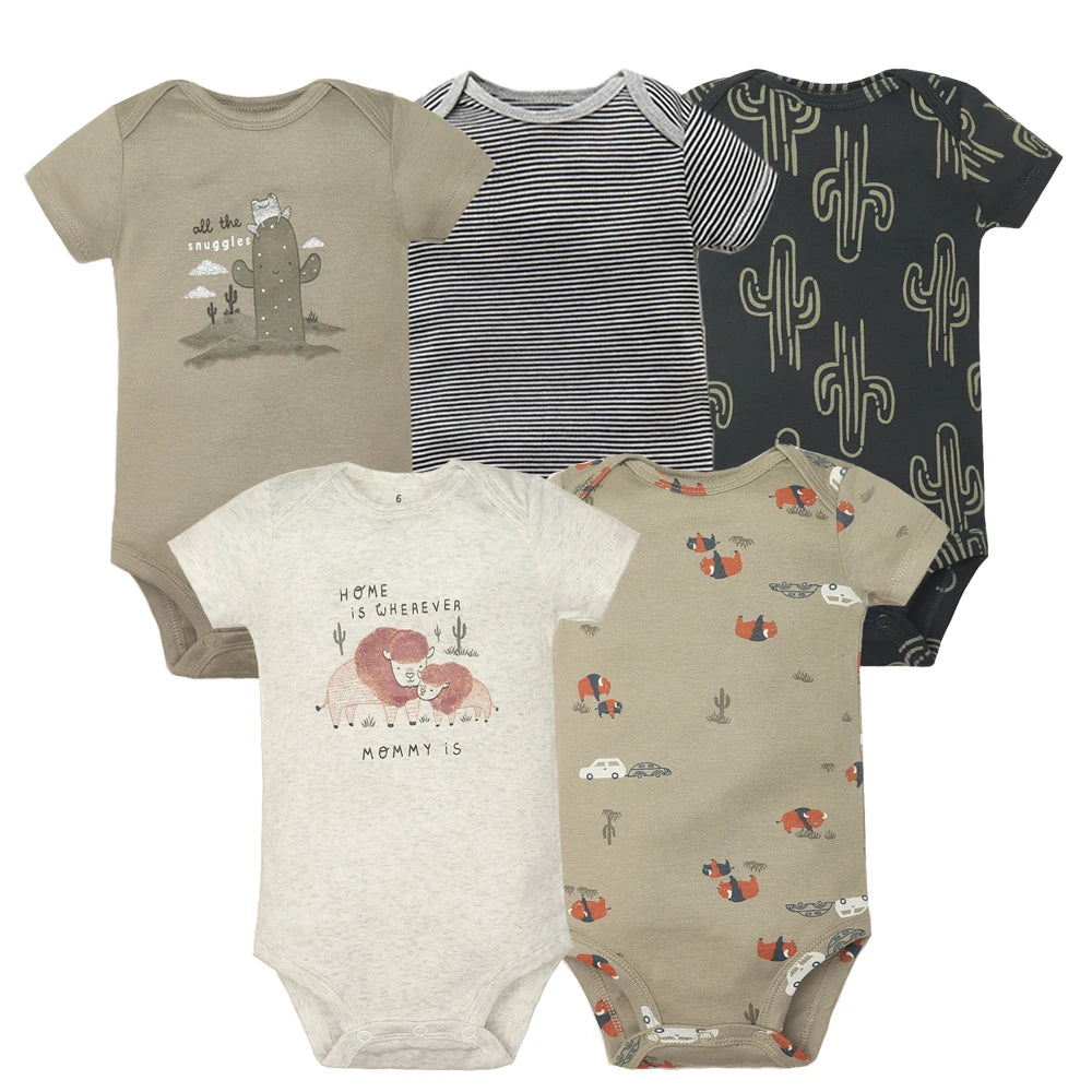 5-Pack Cotton Newborn Baby Bodysuits