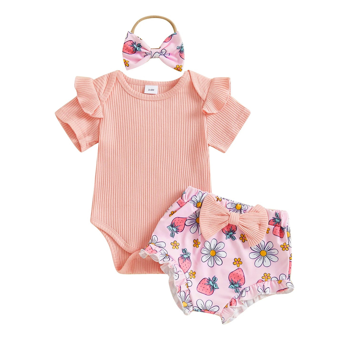 Romper, Floral Shorts & Headband Set