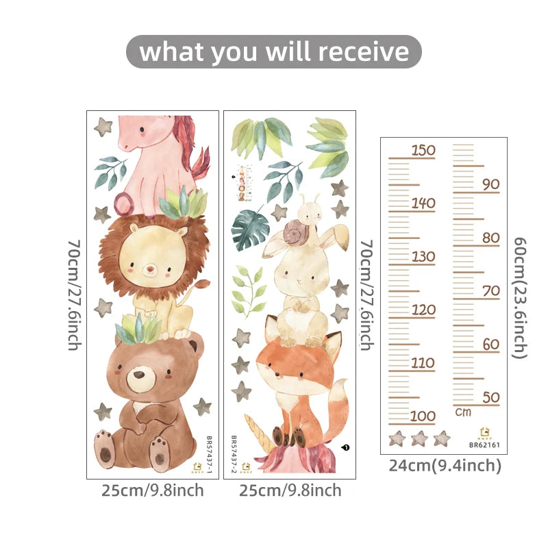 Colorful Cartoon Animal Wall Stickers for Kids Room