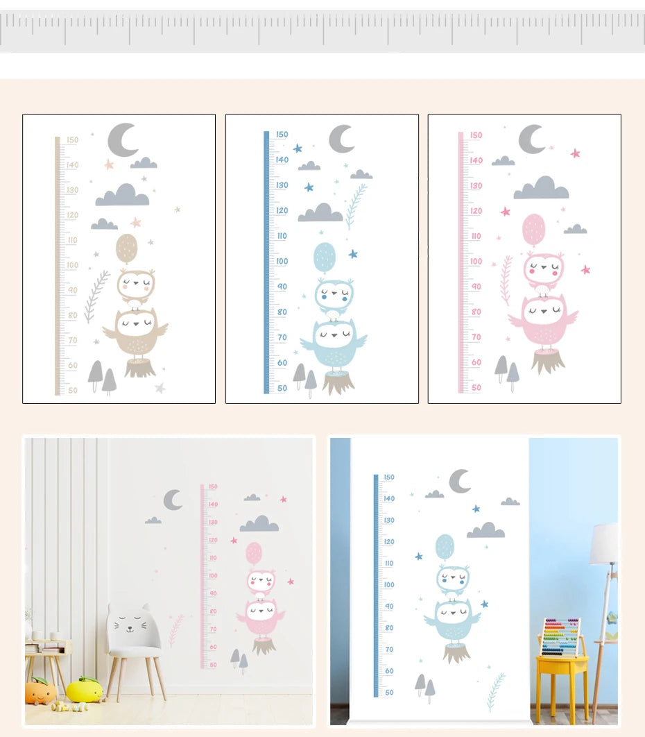 Cartoon Height Chart Wall Sticker for Nursery & Kids Room