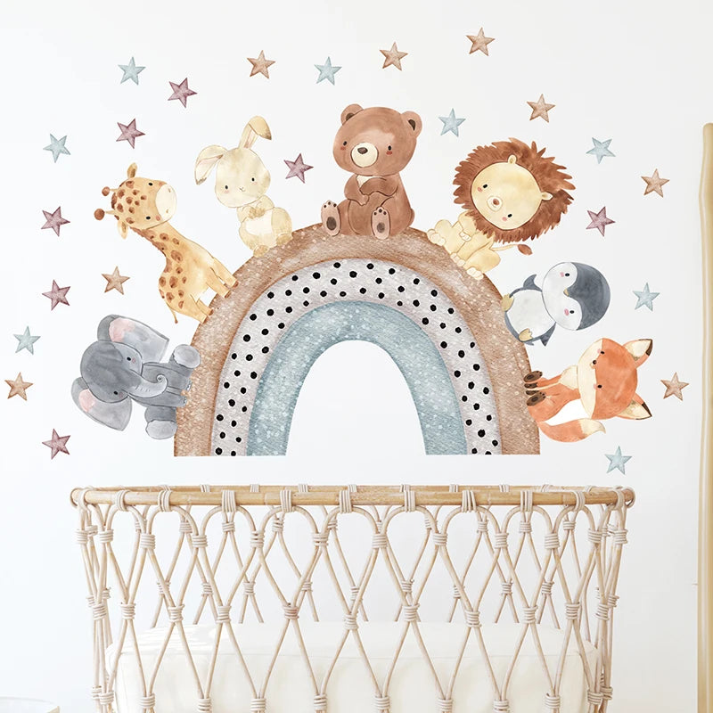 Colorful Cartoon Animal Wall Stickers for Kids Room