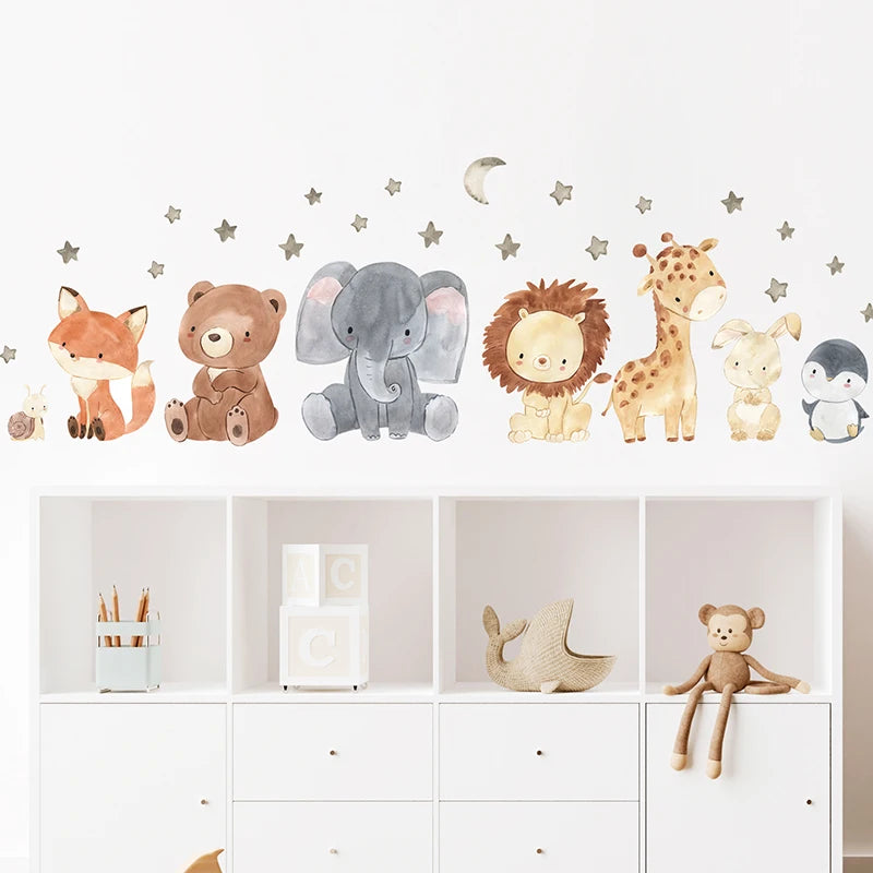 Colorful Cartoon Animal Wall Stickers for Kids Room