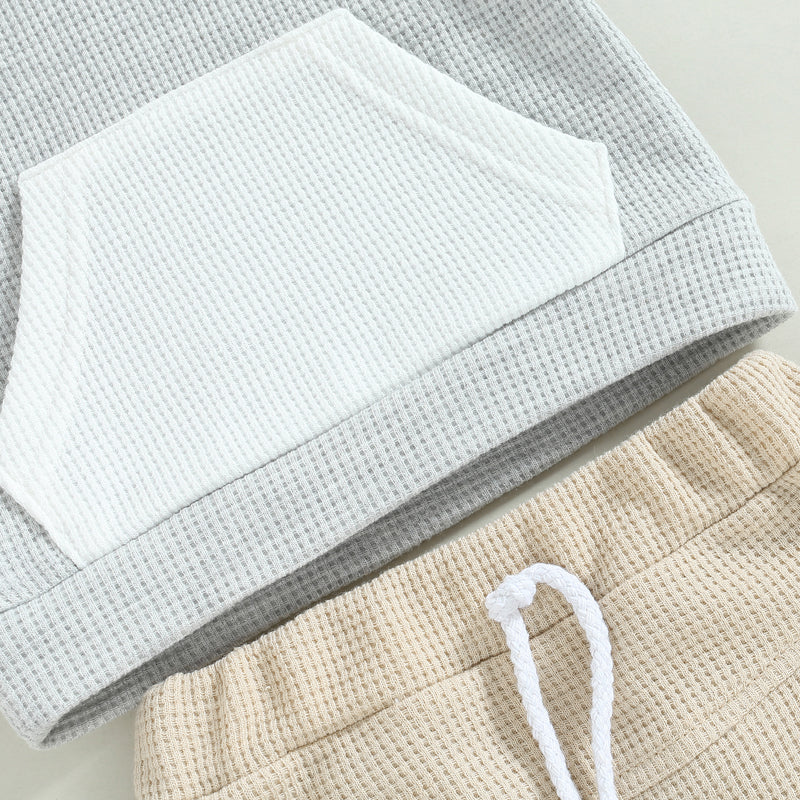 Baby Boy Summer Waffle Knit Hoodie & Shorts Set