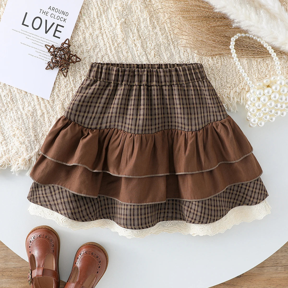 Girls Summer Plaid Skirt Outfit Streetwear Fashion