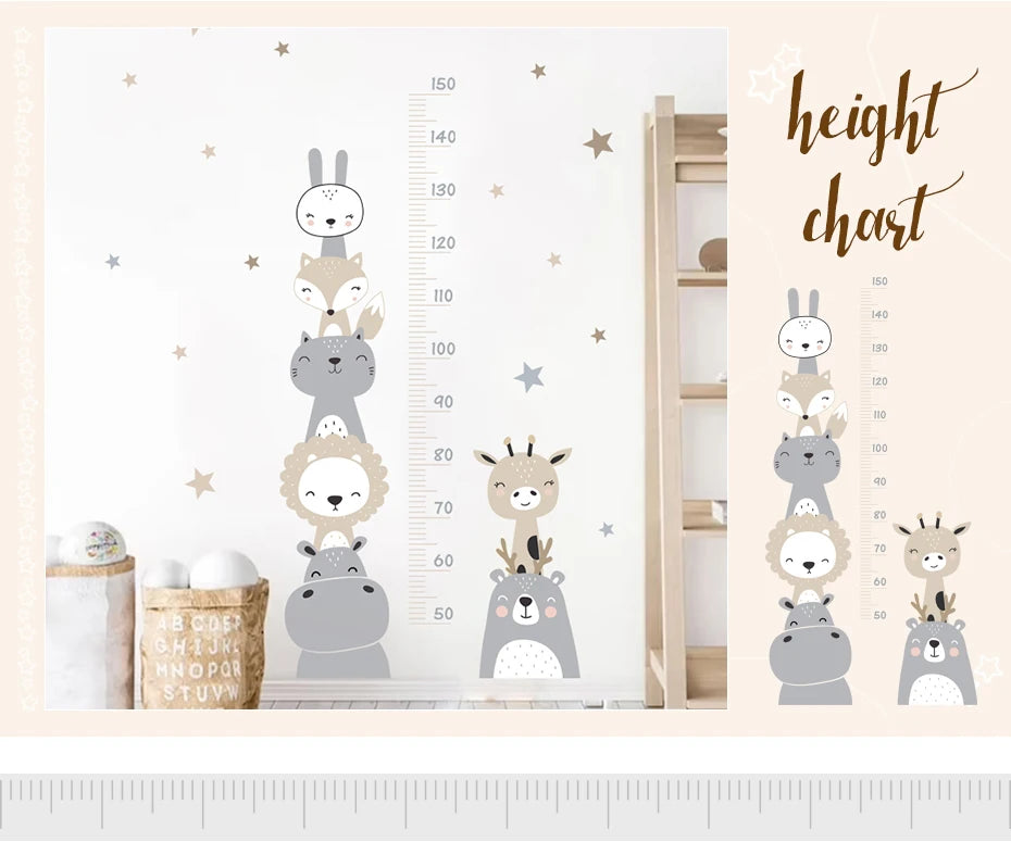 Cartoon Height Chart Wall Sticker for Nursery & Kids Room