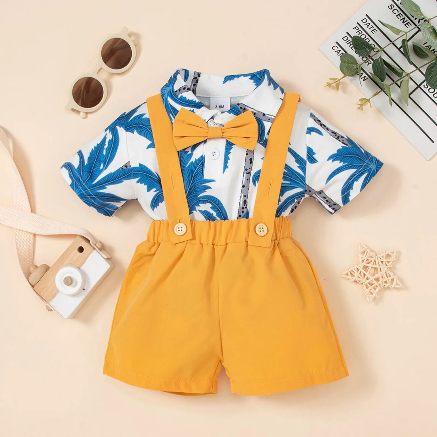 Cute Gentlemen Coconut Tree Romper