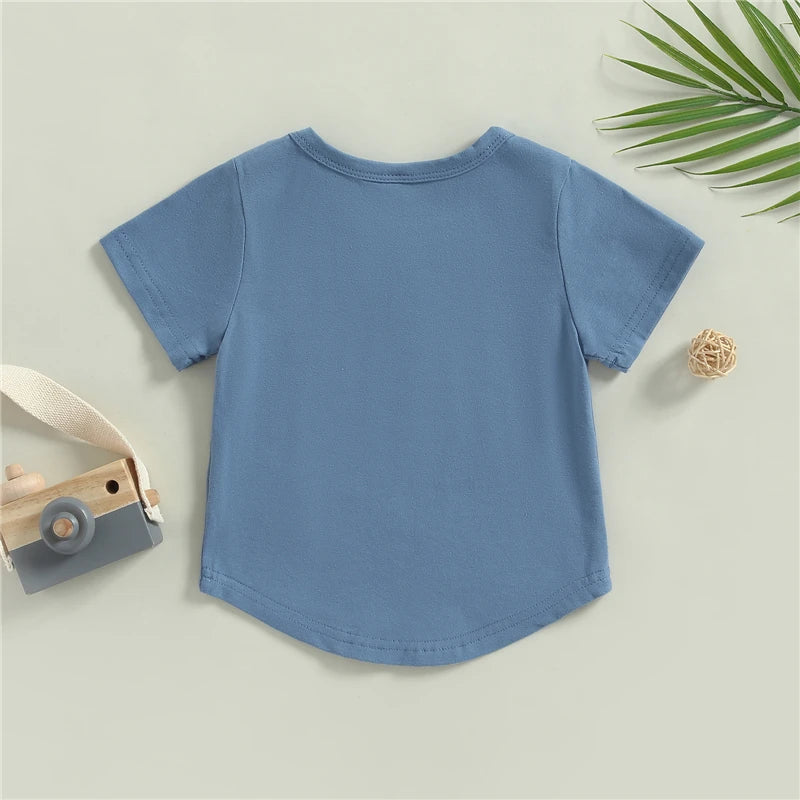 Baby Boys V Neck Solid Color T-Shirt