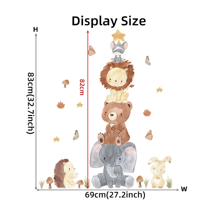 Colorful Cartoon Animal Wall Stickers for Kids Room