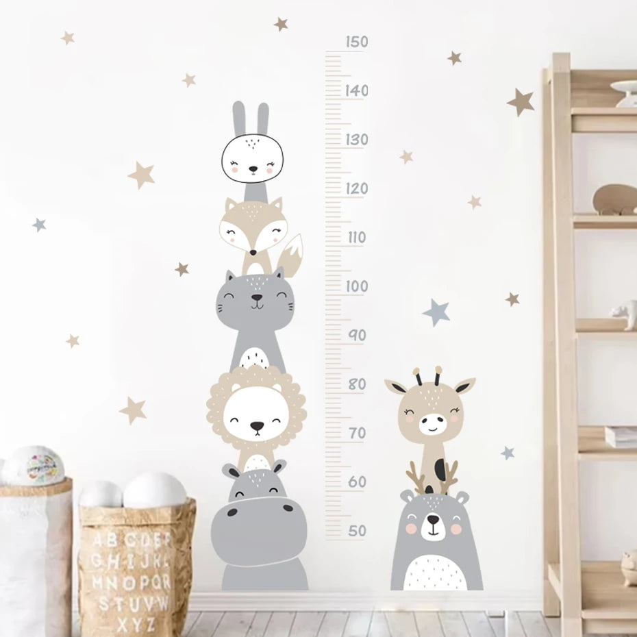 Cartoon Height Chart Wall Sticker for Nursery & Kids Room