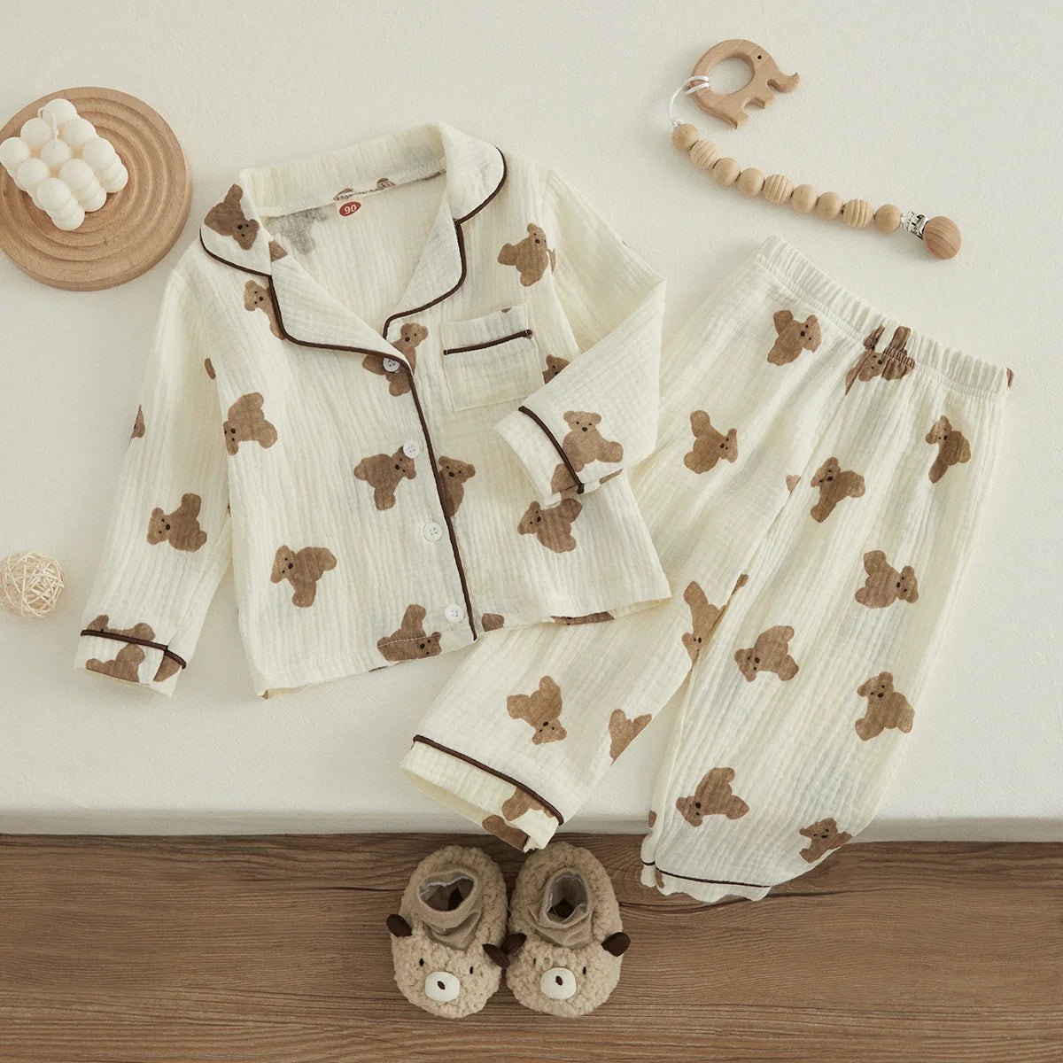 Unisex Kids Bear Print Pajama Set