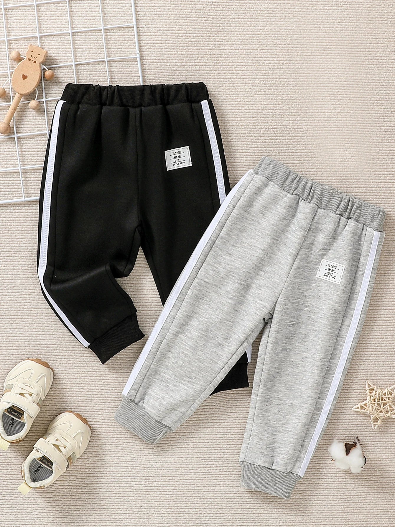 2Pcs Baby Boys Lined Warm Casual Sports Trousers
