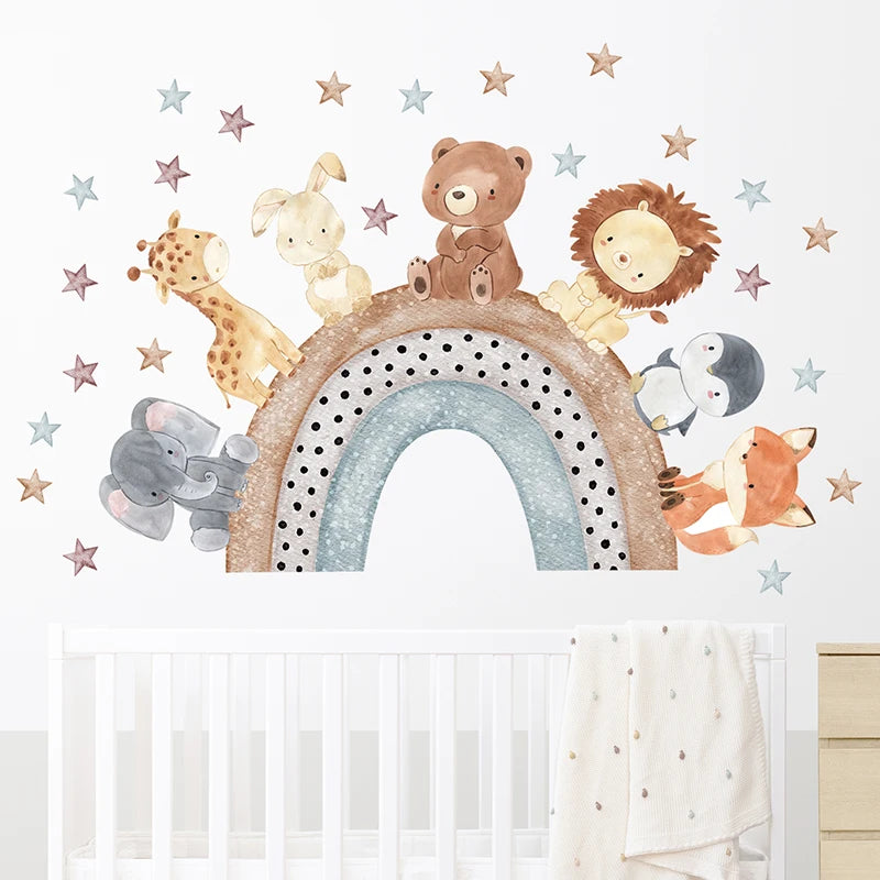 Colorful Cartoon Animal Wall Stickers for Kids Room