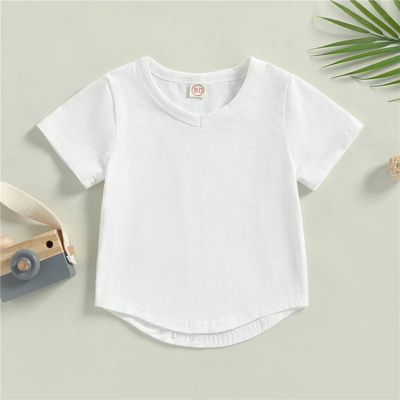 Baby Boys V Neck Solid Color T-Shirt