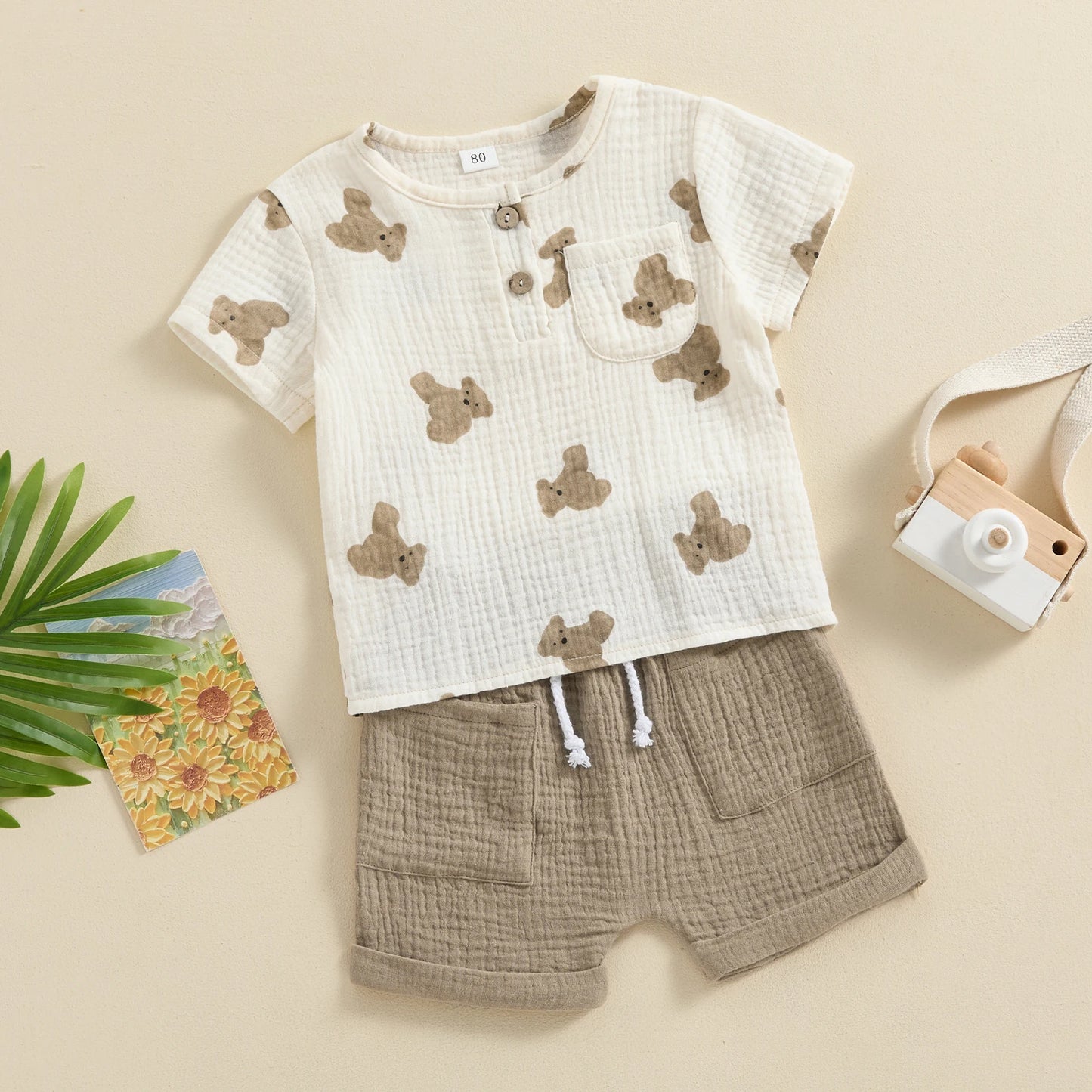 Baby Bear Print T-Shirt and Shorts Set