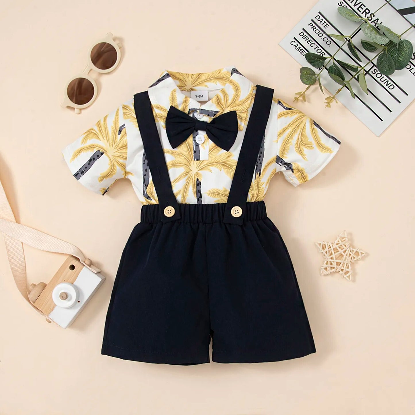 Cute Gentlemen Coconut Tree Romper