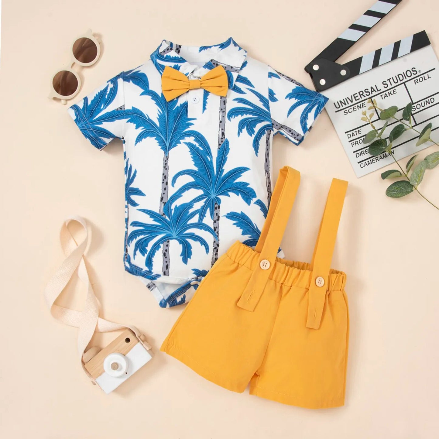 Cute Gentlemen Coconut Tree Romper