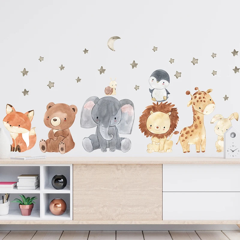 Colorful Cartoon Animal Wall Stickers for Kids Room