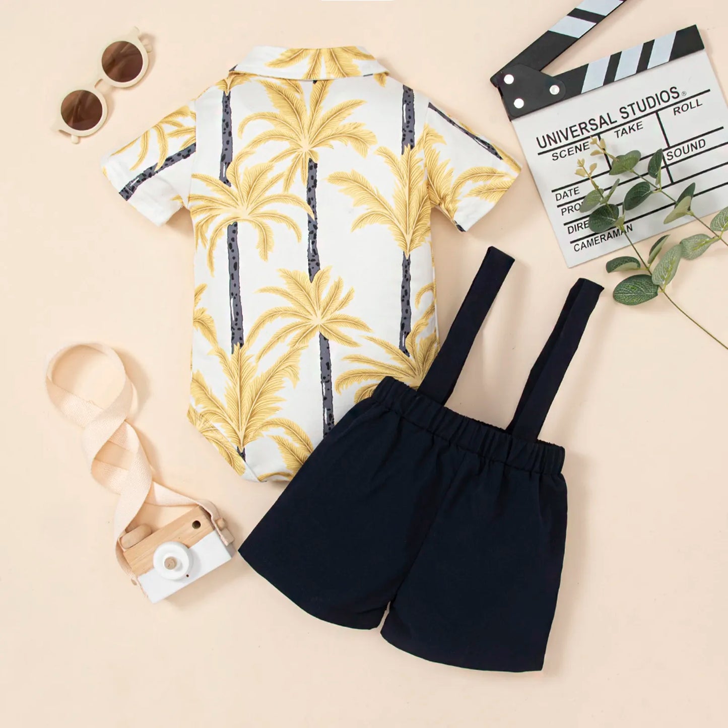 Cute Gentlemen Coconut Tree Romper
