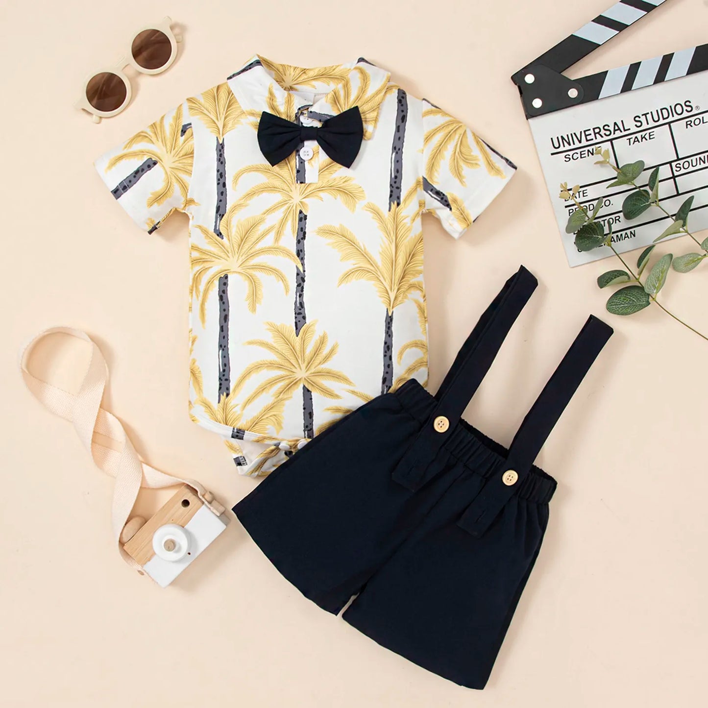 Cute Gentlemen Coconut Tree Romper
