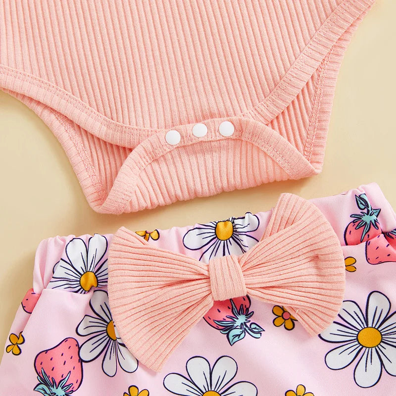 Romper, Floral Shorts & Headband Set