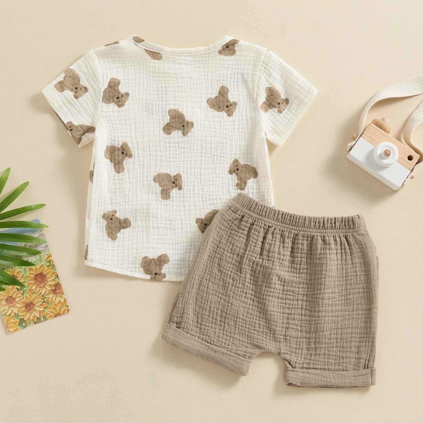 Baby Bear Print T-Shirt and Shorts Set