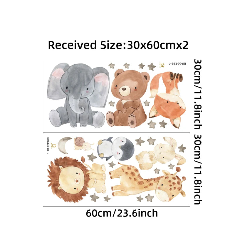 Colorful Cartoon Animal Wall Stickers for Kids Room