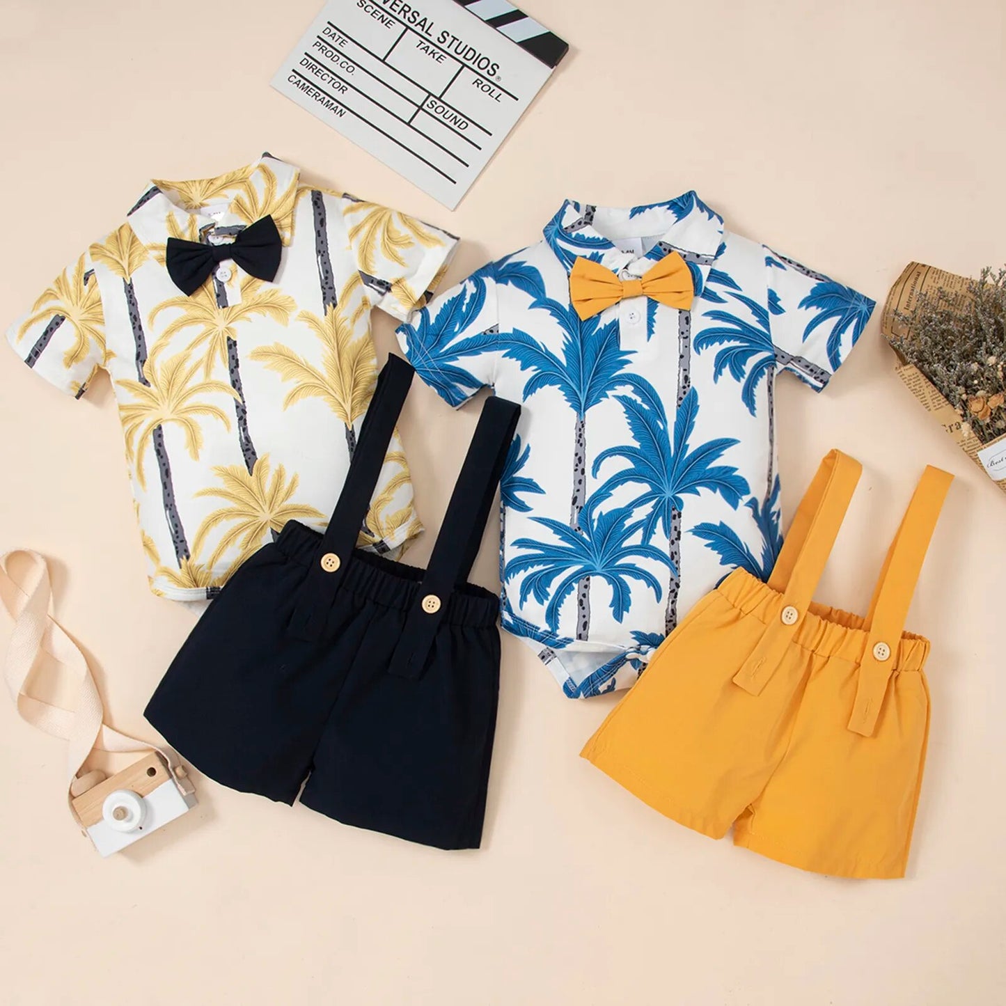 Cute Gentlemen Coconut Tree Romper