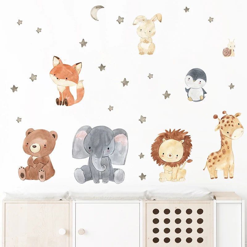 Colorful Cartoon Animal Wall Stickers for Kids Room