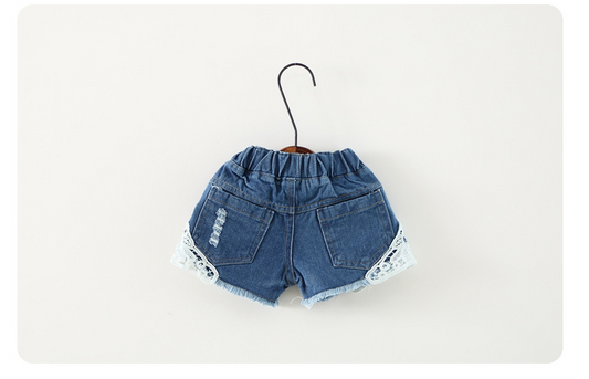 Girls Denim Lace Shorts