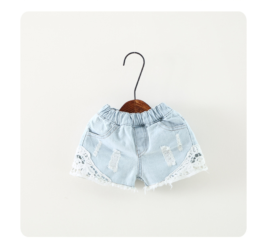 Girls Denim Lace Shorts