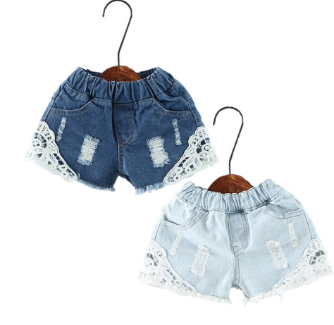 Girls Denim Lace Shorts