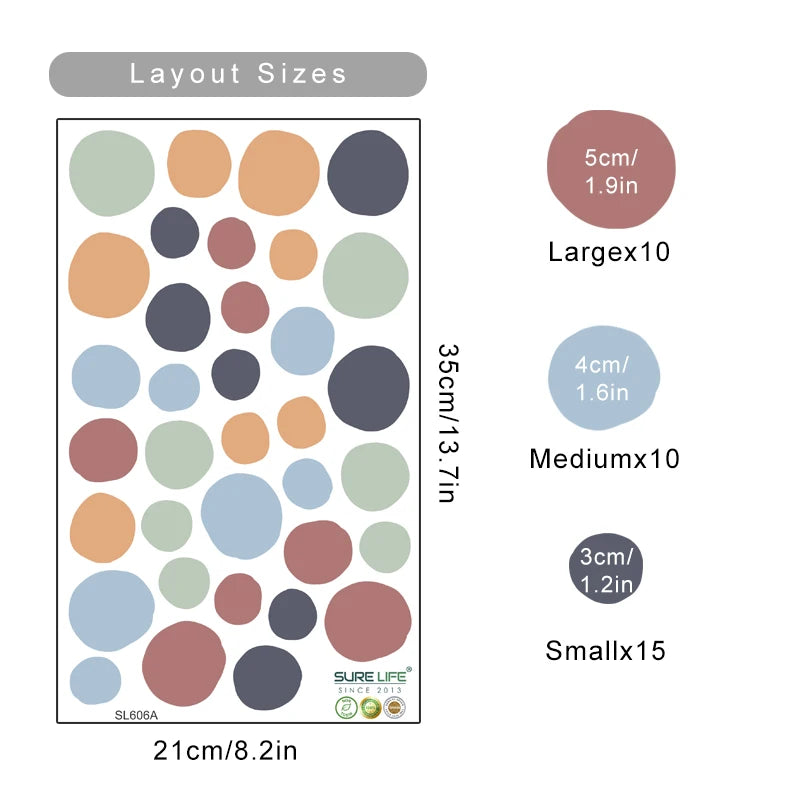 Colorful Polka Dot Wall Stickers for Nursery & Kids Room