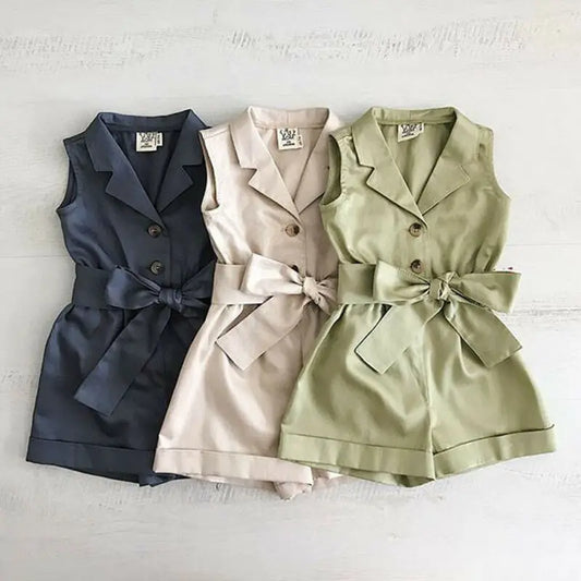 Sleeveless Bow-Tie Waist Romper