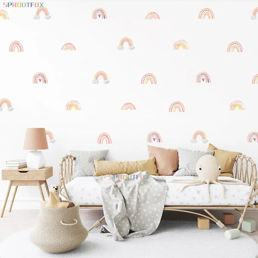 Bohemian Pink Rainbow 10 pcs Wall Stickers