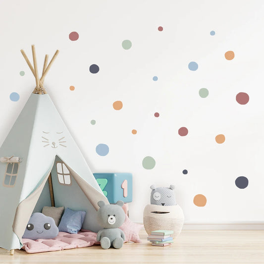 Colorful Polka Dot Wall Stickers for Nursery & Kids Room