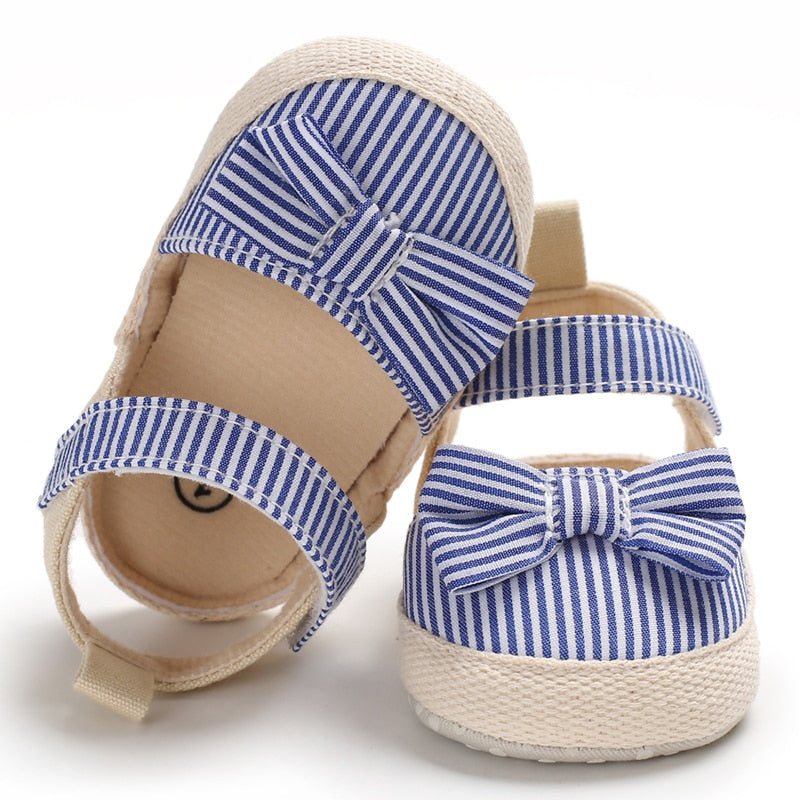 Striped & Bow Tie Baby Girls Sandals