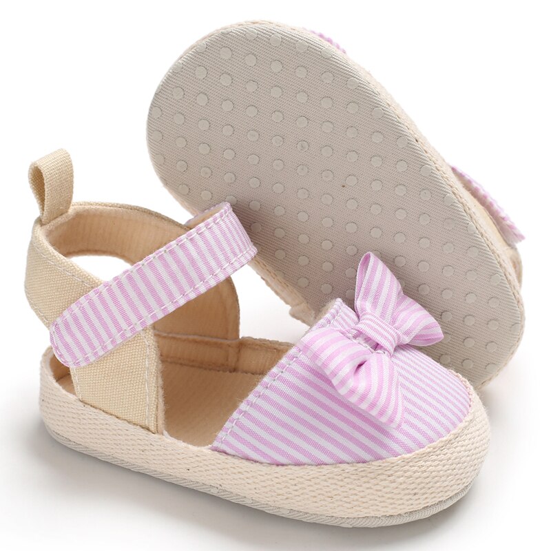 Striped & Bow Tie Baby Girls Sandals