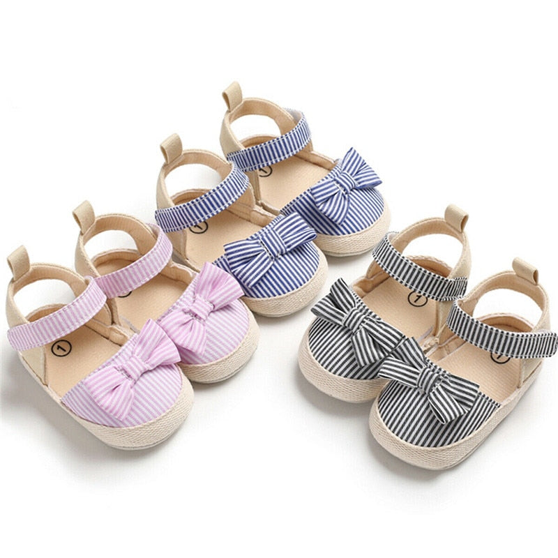 Striped & Bow Tie Baby Girls Sandals