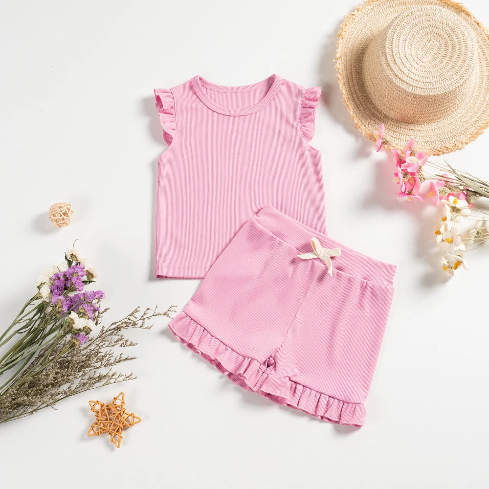 Girls 2-Piece Summer Outfit | Top & Shorts Set