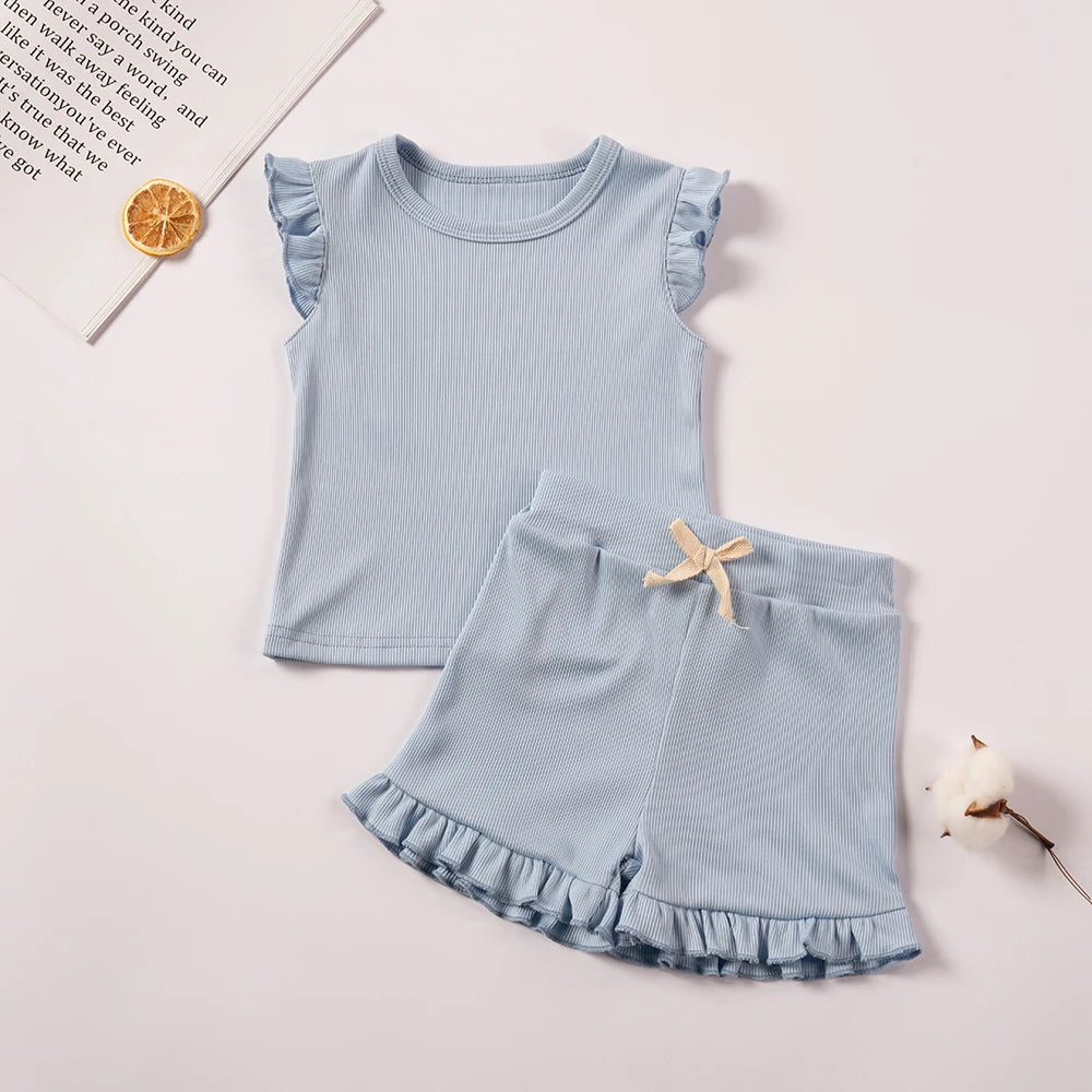 Girls 2-Piece Summer Outfit | Top & Shorts Set