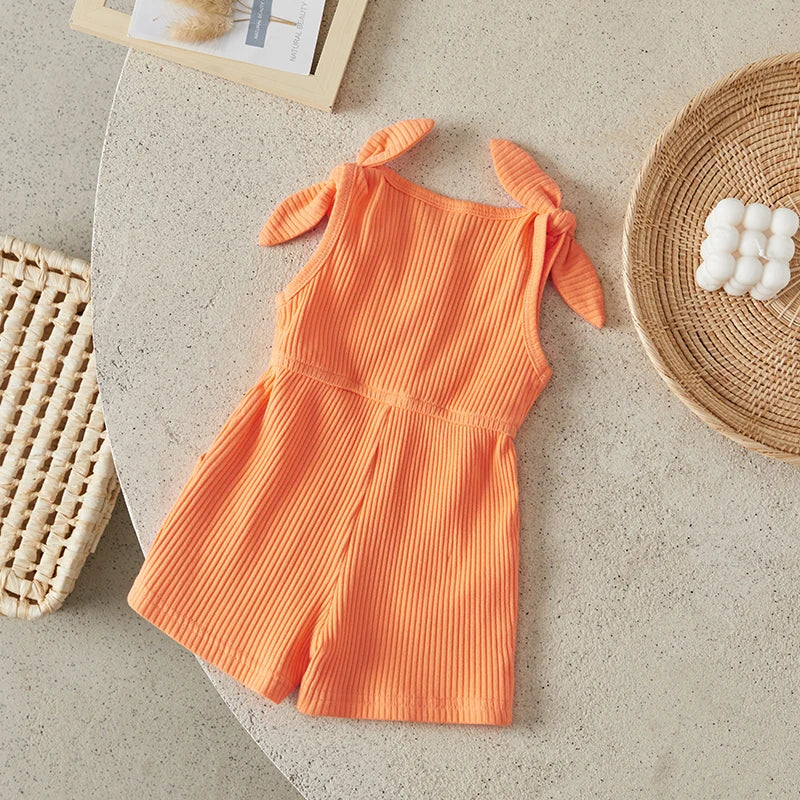 Girls Rompers Sleeveless Ribbed