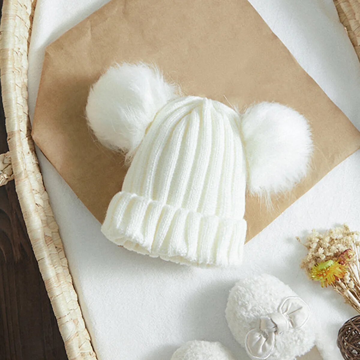 Little Furry Pompom Winter Hat