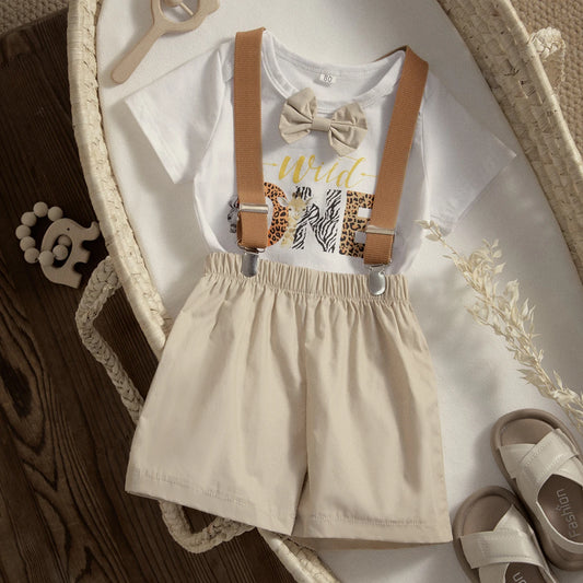 1st Birthday Baby Boy Outfit Animal Print