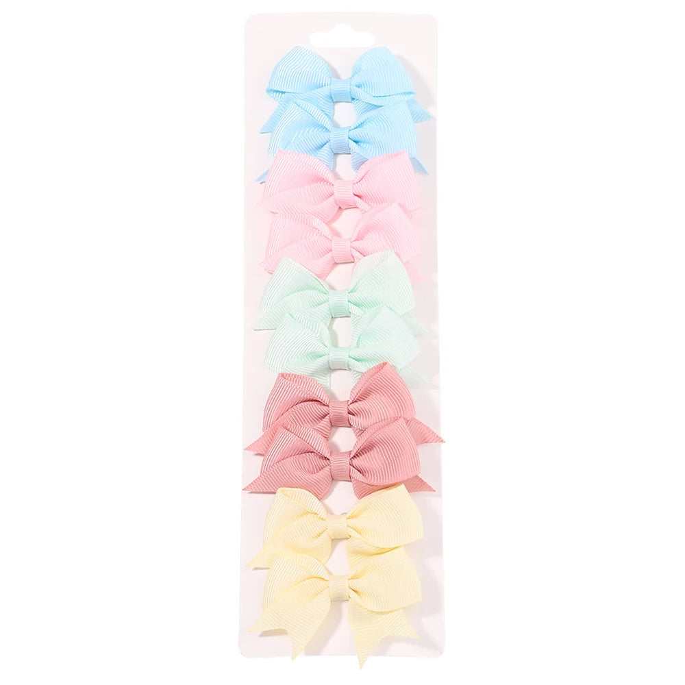 10PCS Kids Ribbon Bow Hair Clips – Baby Girls Barrettes
