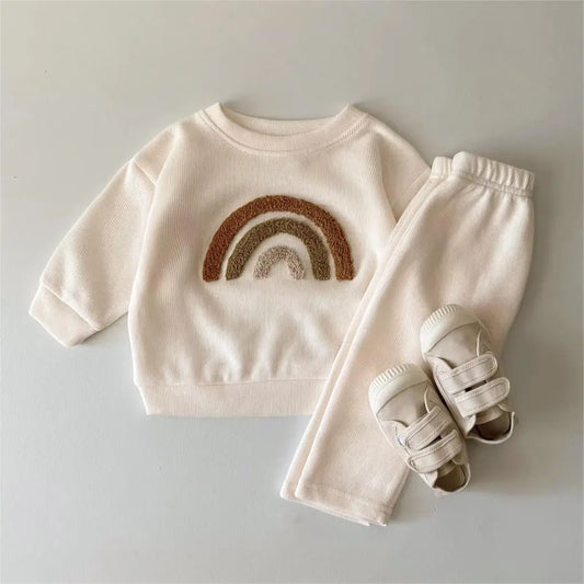 Baby Boy & Girl 2-Piece Autumn Outfit – Long Sleeve Top + Loose Pants