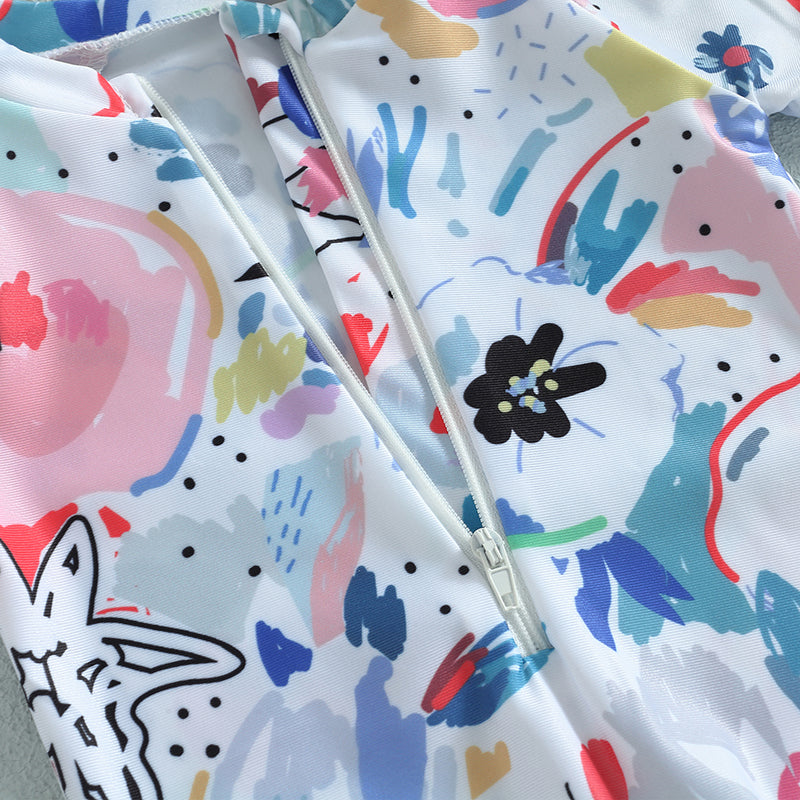 Infant & Toddler Unisex Cartoon Print Zipper Swimwear